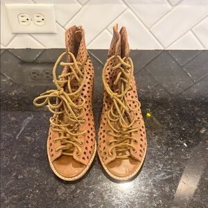 Jeffrey Campbell Tan Lace-Up Ankle Boots